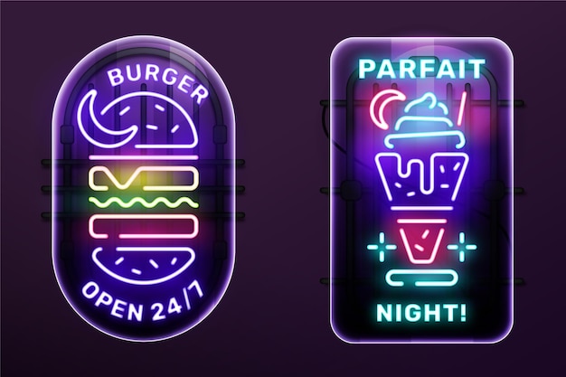 Vettore gratuito insegna al neon del ristorante di hamburger