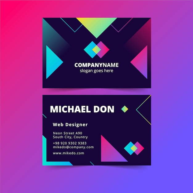 Free vector neon business card template