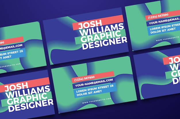 Free vector neon business cards concept
