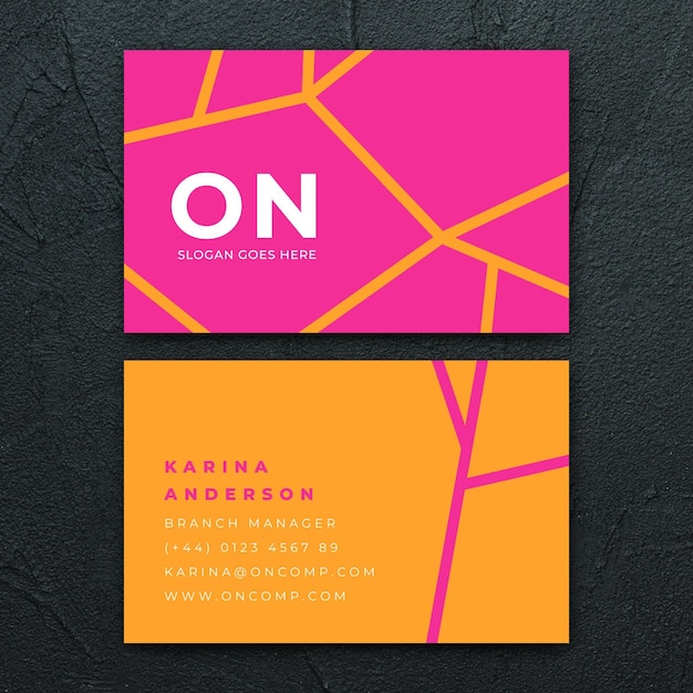 Free vector neon business cards concept