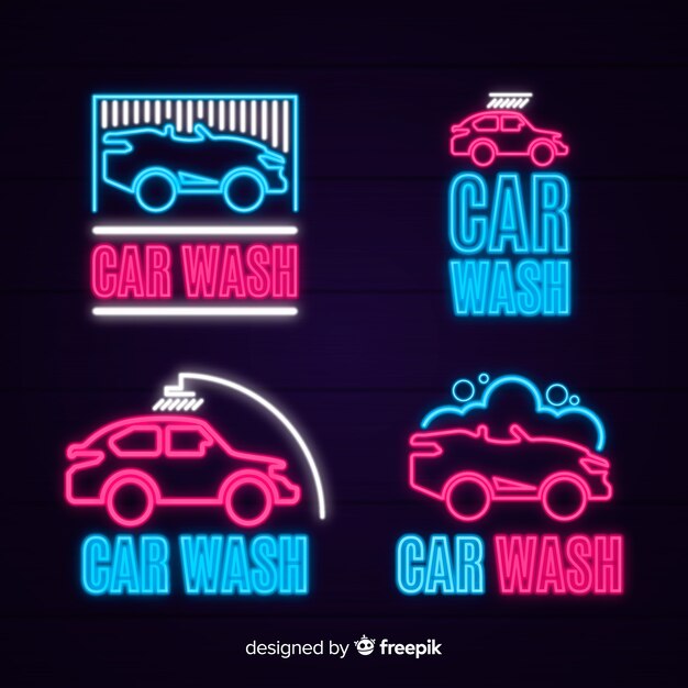 neon car wash sign collection