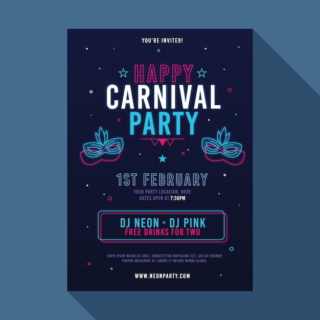 Neon carnival party flyer