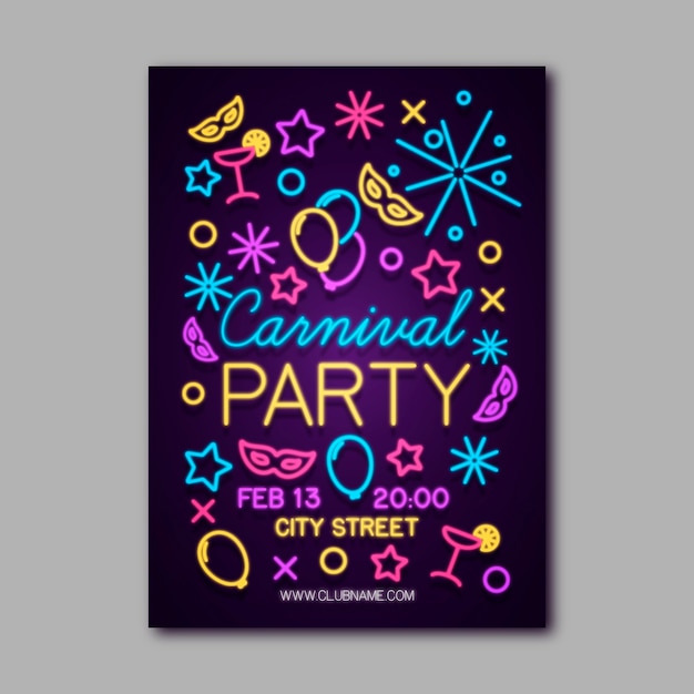 Free vector neon carnival party poster template