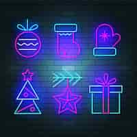 Free vector neon christmas element collection