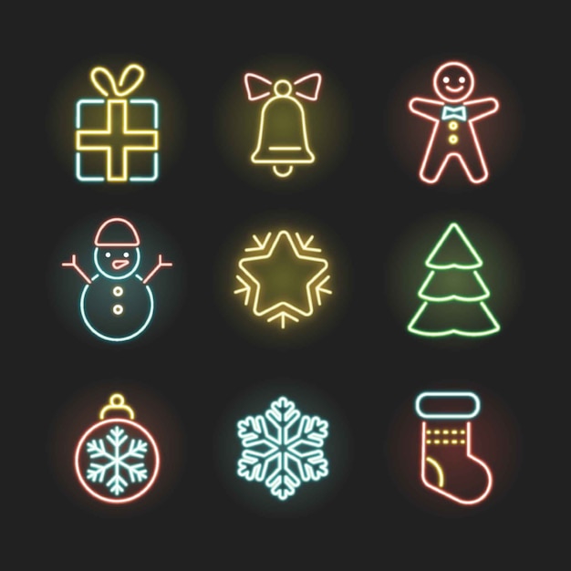 neon christmas element collection