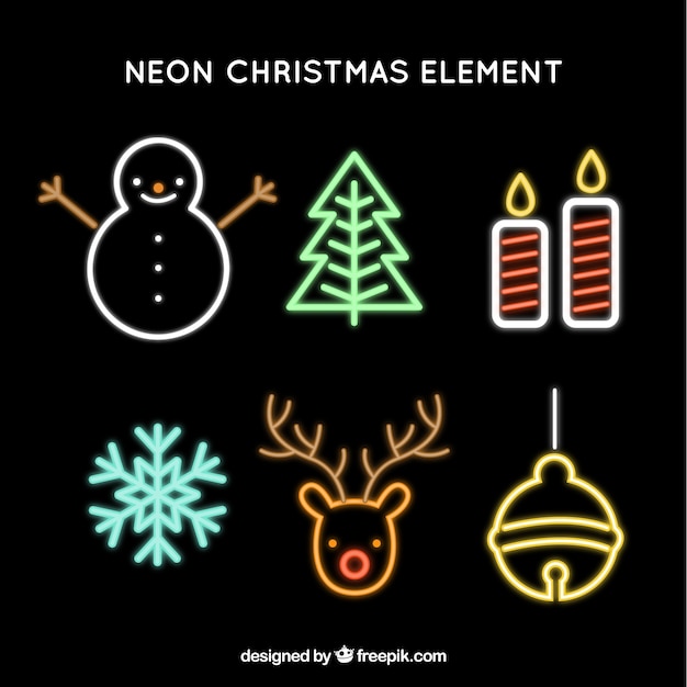 Neon christmas elements