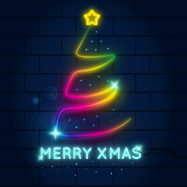 Free vector neon christmas tree concept