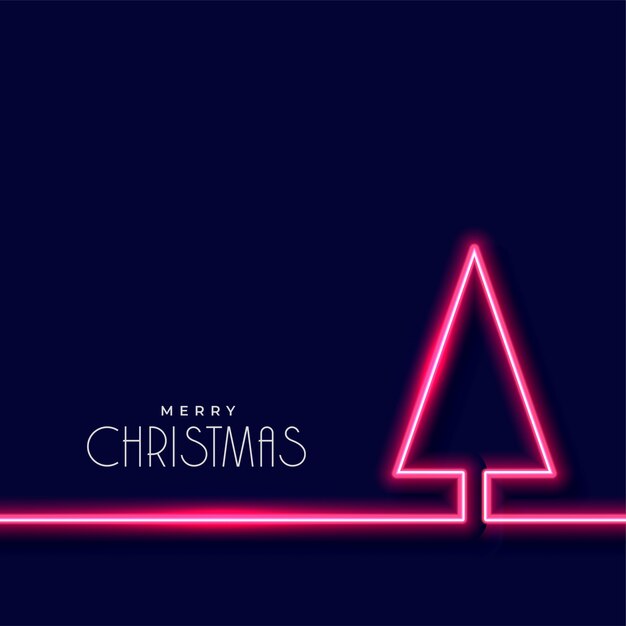 Neon christmas tree on dark blue background