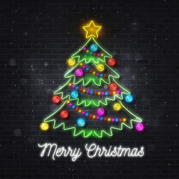 Free vector neon christmas tree