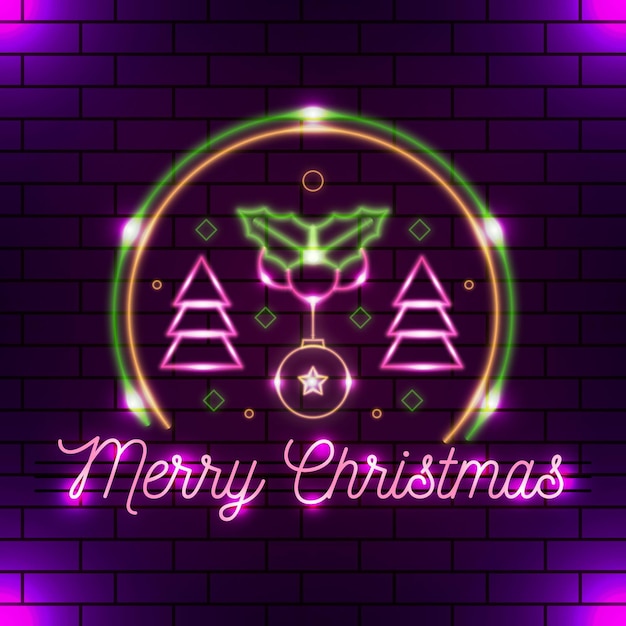 Free vector neon christmas tree