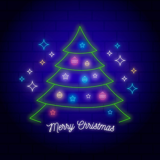 Free vector neon christmas tree