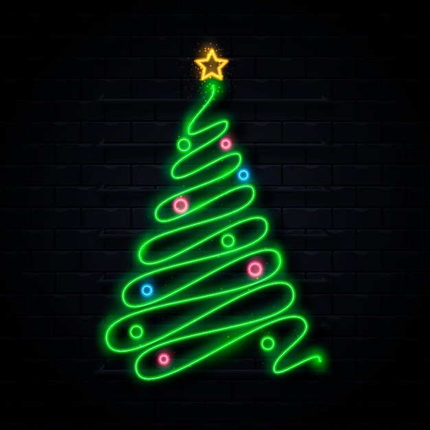 Free vector neon christmas tree