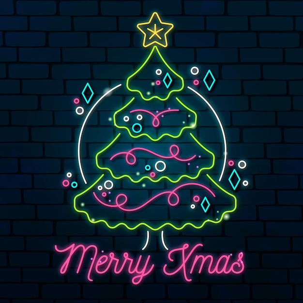 Free vector neon christmas tree