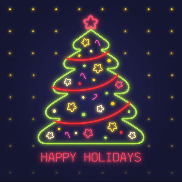 Free Vector neon christmas tree