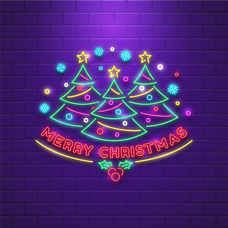 Free Vector neon christmas tree