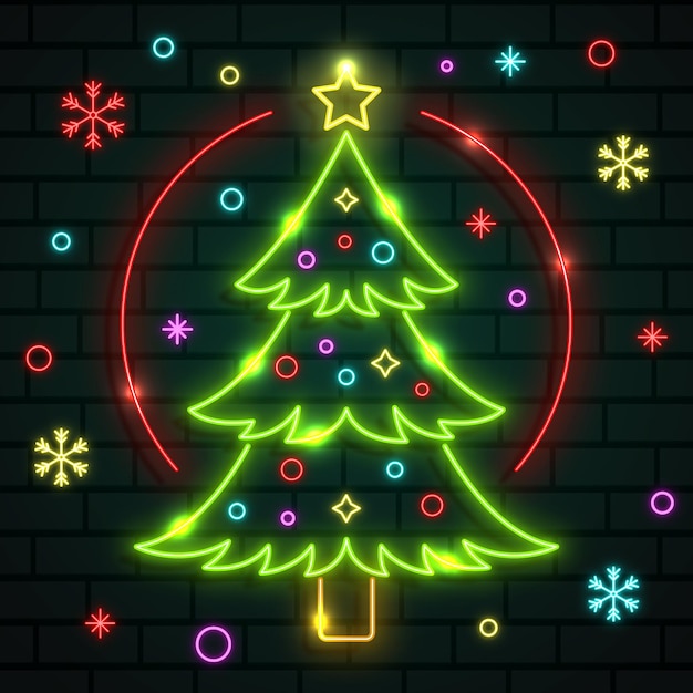 Albero di natale al neon