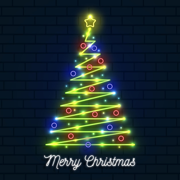 Free vector neon christmas tree