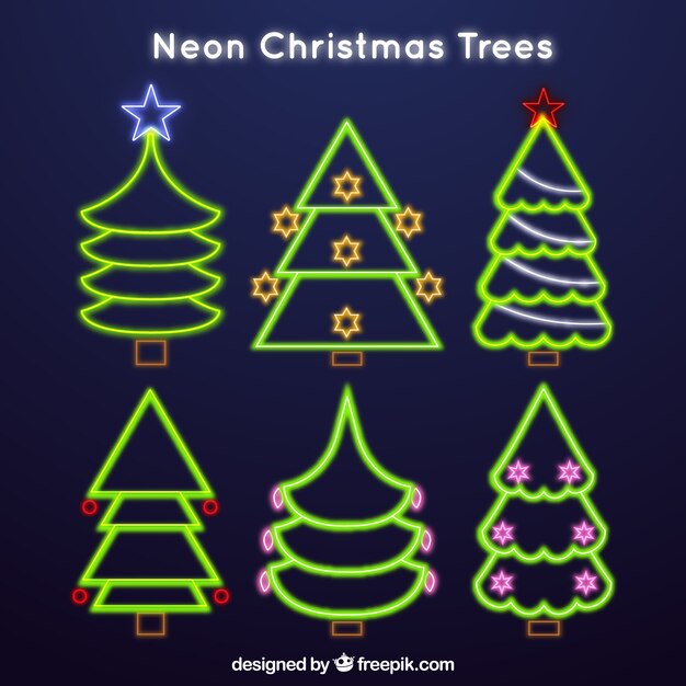 Neon christmas trees