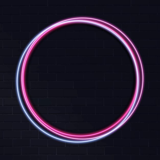 Neon circle frame on dark background