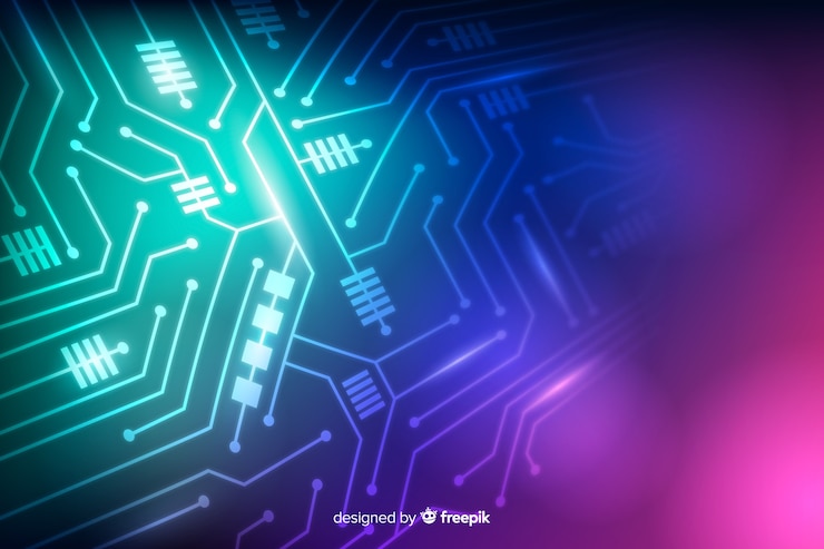 Free Vector neon circuit board background