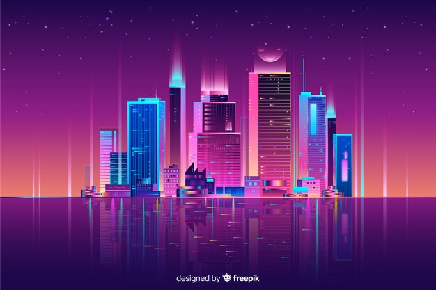 Neon Cityscape Background