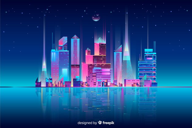 Neon Cityscape Background