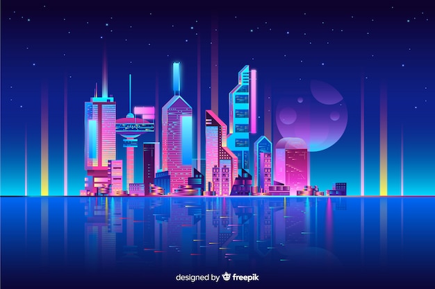 Neon Cityscape Background