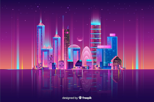 Neon Cityscape Background