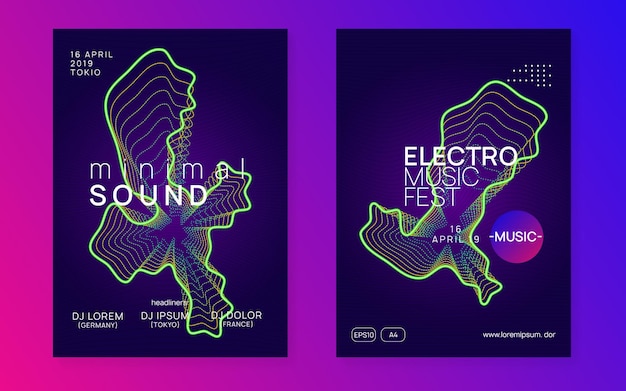 Neon club flyer Electro dance music Trance party dj Electroni