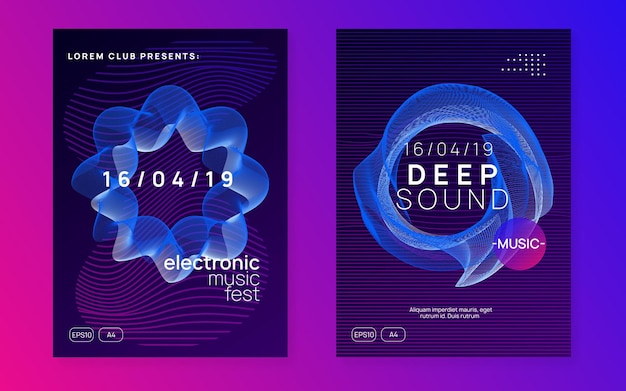 Free vector neon club flyer electro dance music trance party dj electroni
