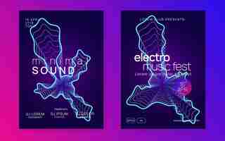 Free vector neon club flyer electro dance music trance party dj electroni