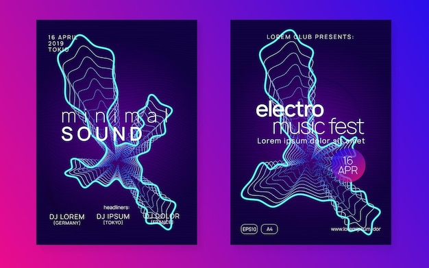 Neon club flyer Electro dance music Trance party dj Electroni