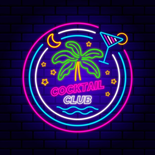 Free vector neon cocktail club sign
