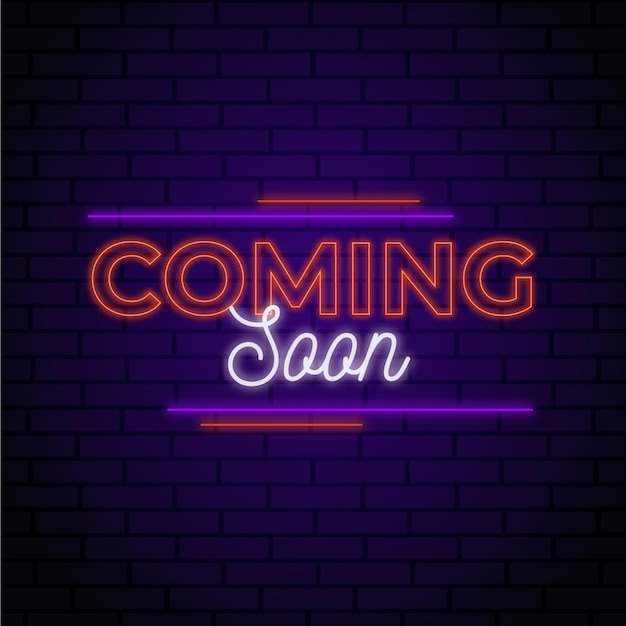 Free vector neon coming soon background