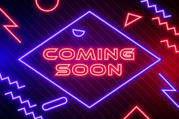 Free vector neon coming soon background