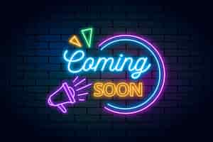 Free vector neon coming soon background