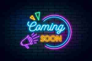 Free vector neon coming soon background