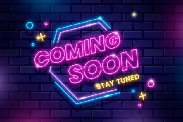 Free vector neon coming soon background