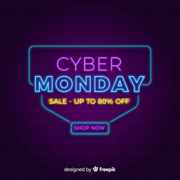 Neon cyber monday background