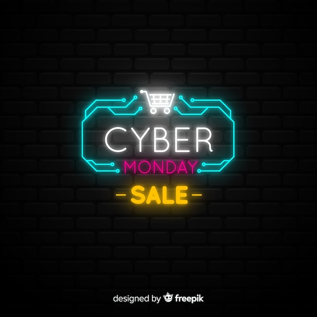 Free vector neon cyber monday banner