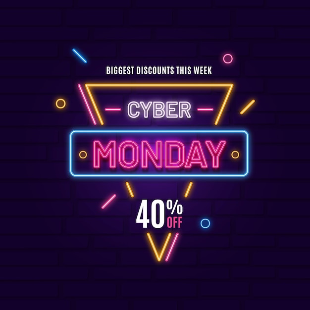 Neon cyber monday banner