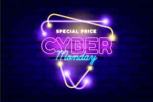 Free vector neon cyber monday concept