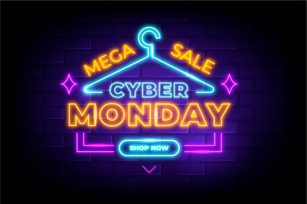 Neon cyber monday concept