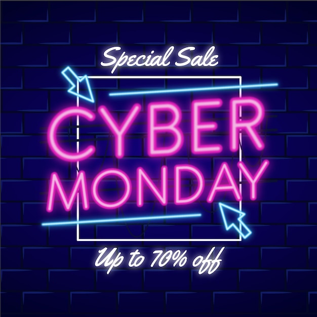 Free vector neon cyber monday concept