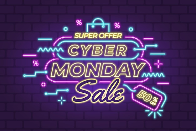 Neon cyber monday concept