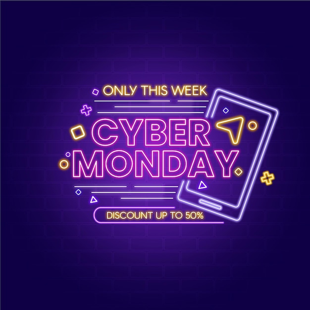 Free vector neon cyber monday concept