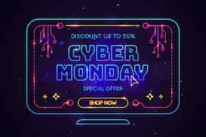 Free vector neon cyber monday concept