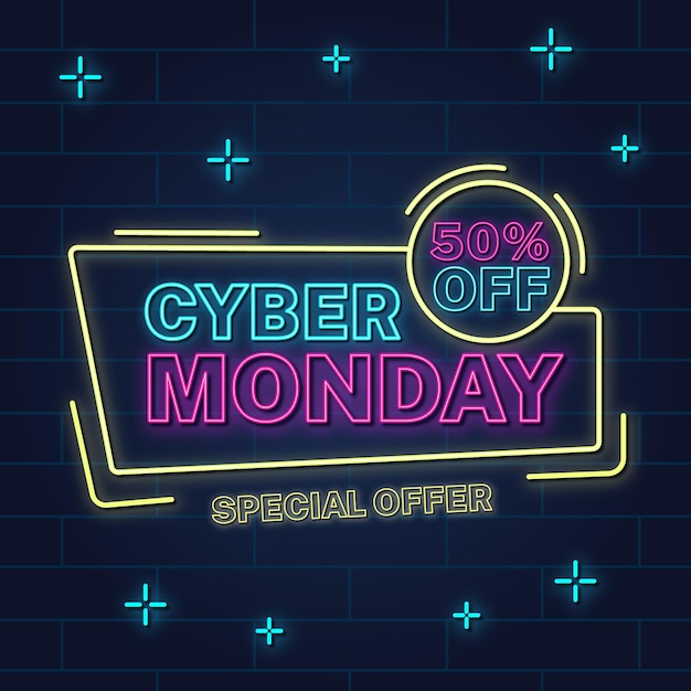 Neon cyber monday concept