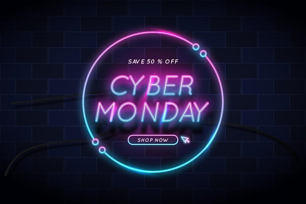 Neon cyber monday concept