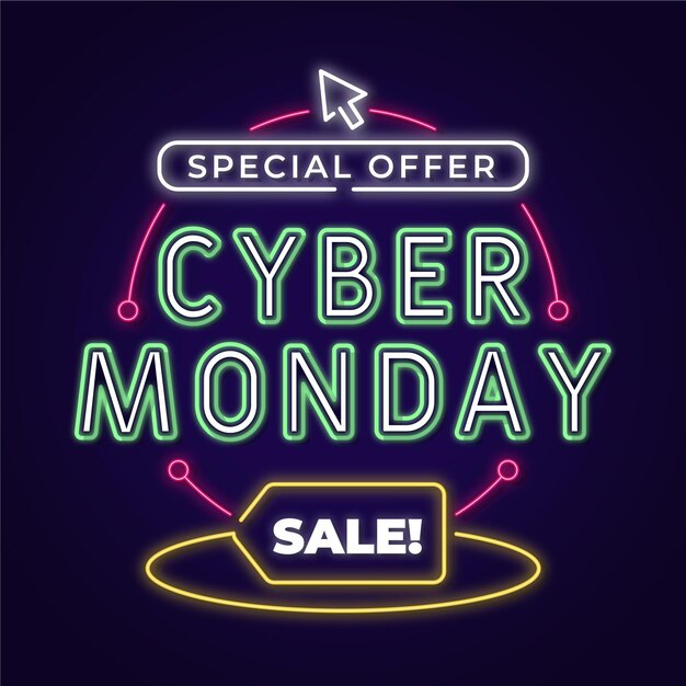 Neon cyber monday sale illustration